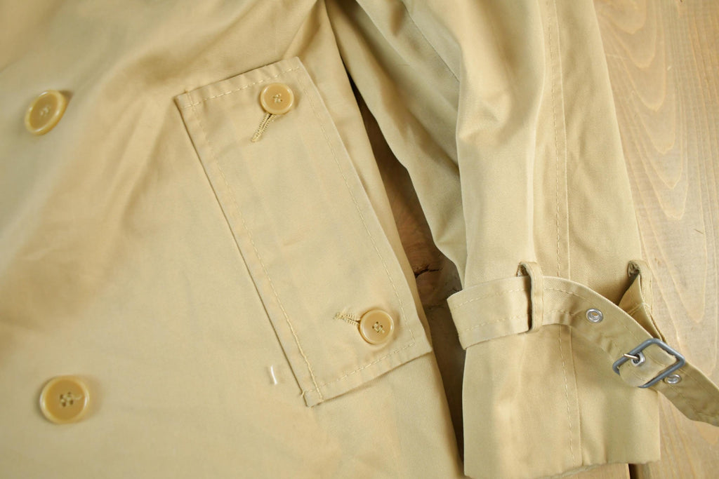 Vintage 1970s 1980s Double Breasted Trench Overcoat Men's Small