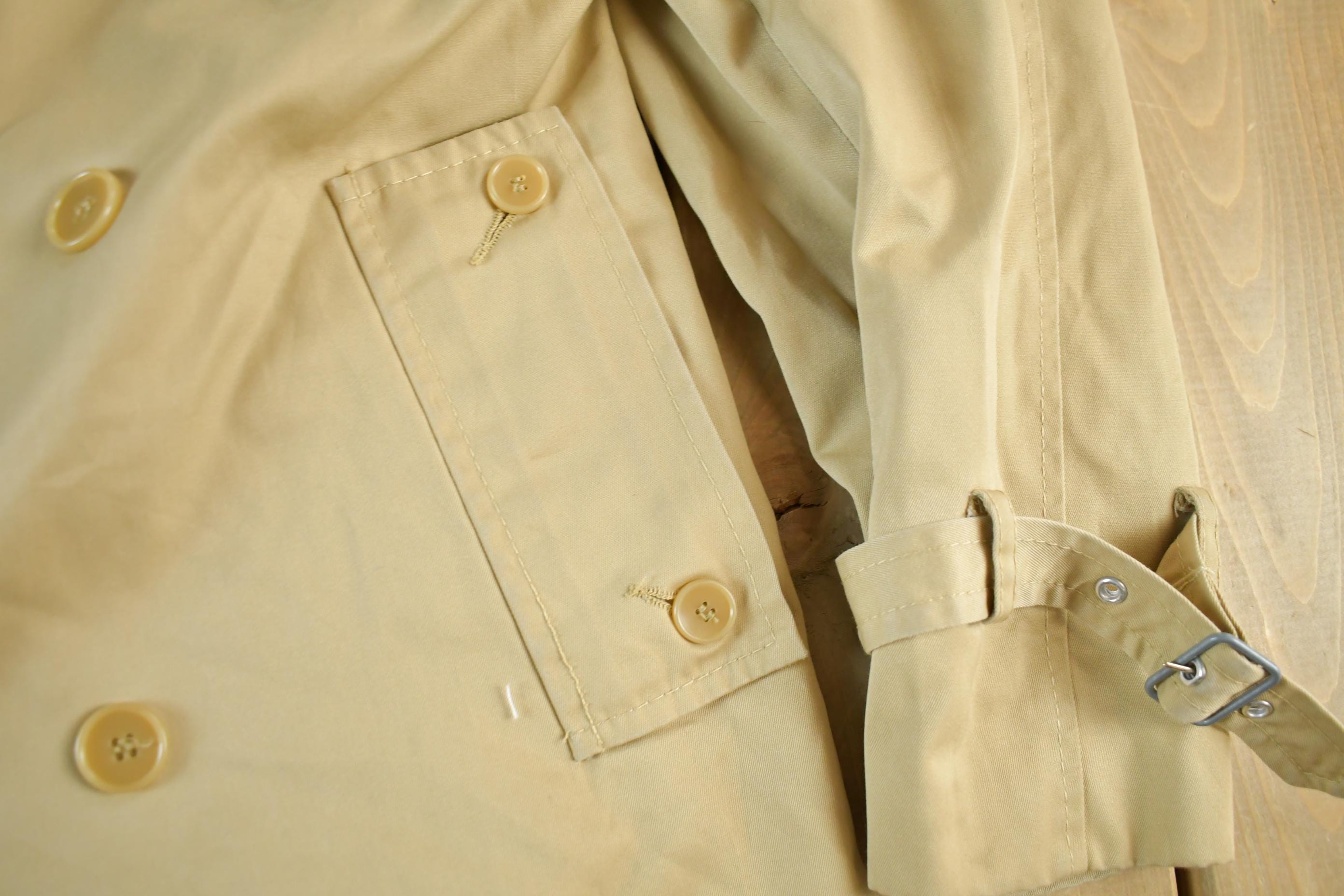 Vintage 1970s 1980s Double Breasted Trench Overcoat Men's Small
