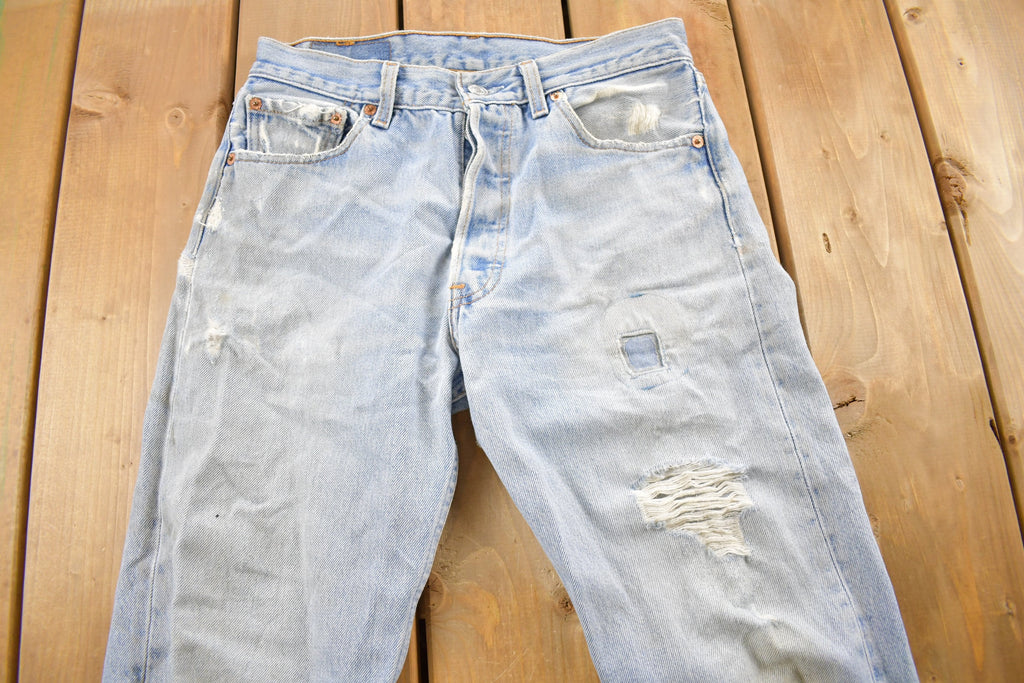 Vintage 1990s Levi's 501 Light Wash Denim Jeans Size 28 x 25