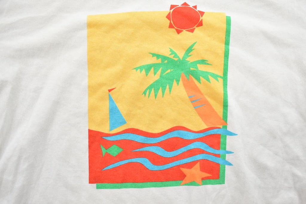 Vintage 1990s Sailboat And Palm Trees Souvenir T-Shirt
