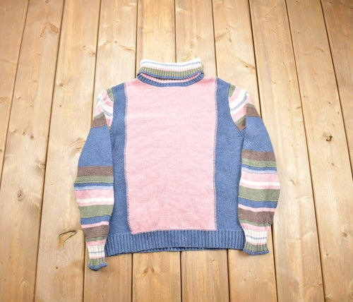 Vintage 1990s Christopher and Banks Knitted Turtleneck Sweater / Vintage 90s Turtleneck / Colorful / Abstract Pattern