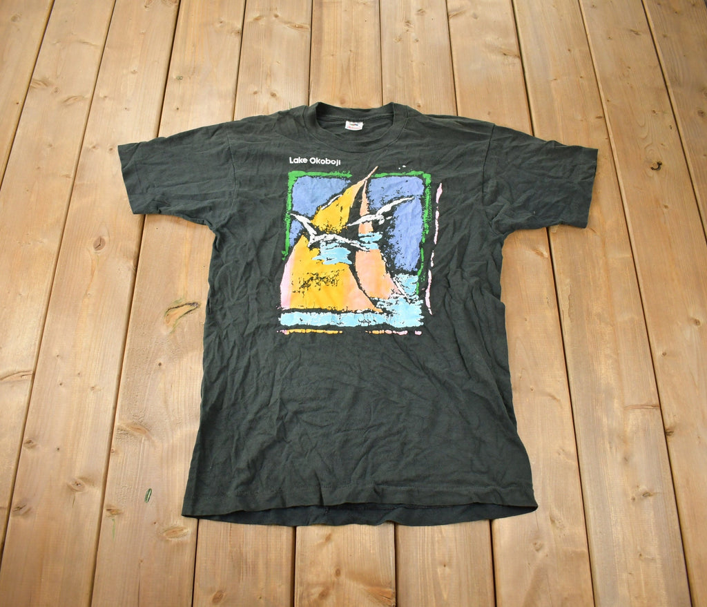 Vintage 1980s Lake Okoboji Souvenir Travel T Shirt Made In USA