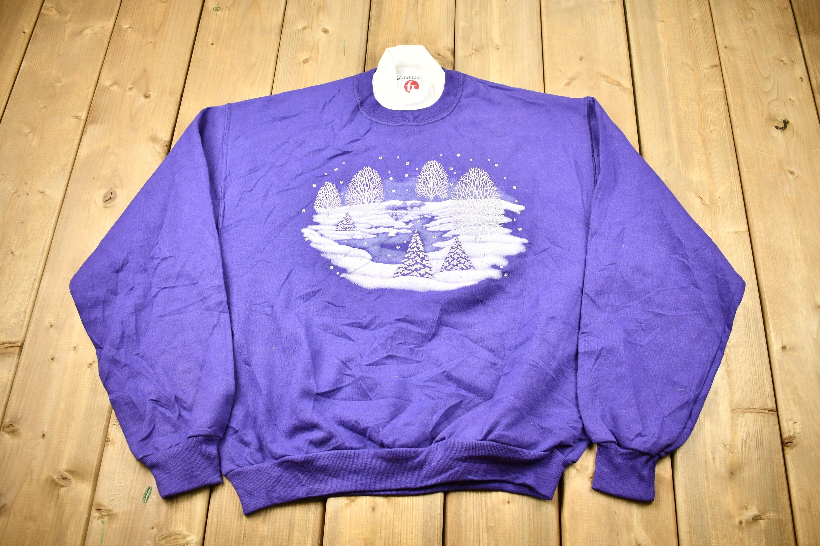 Vintage 1990s Cute Winter Theme Double Neck Crewneck