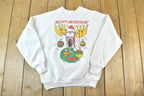 Vintage 1990s Merry Moosement Crewneck Sweatshirt Made In USA