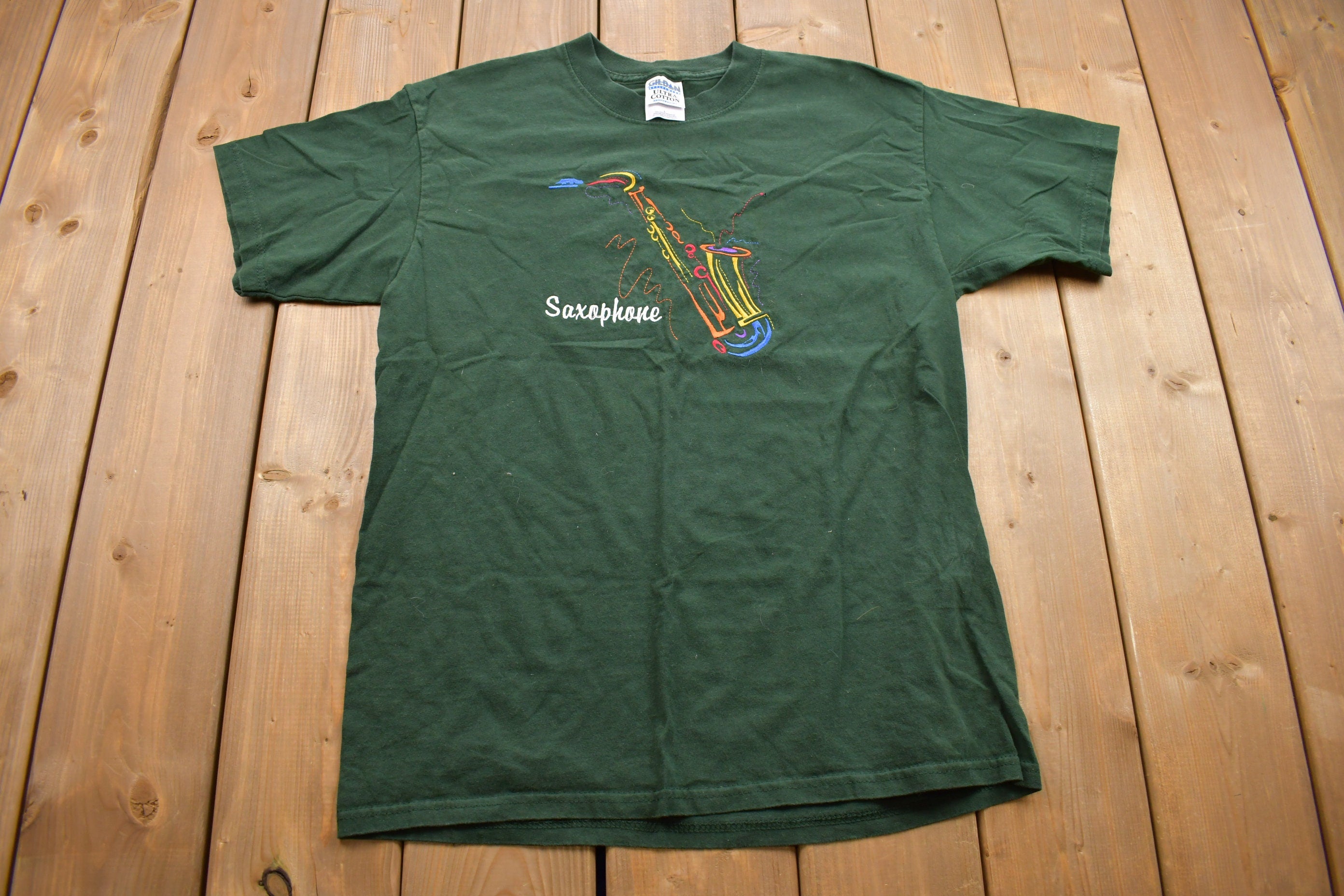 Vintage 1990s Saxophone Graphic T Shirt