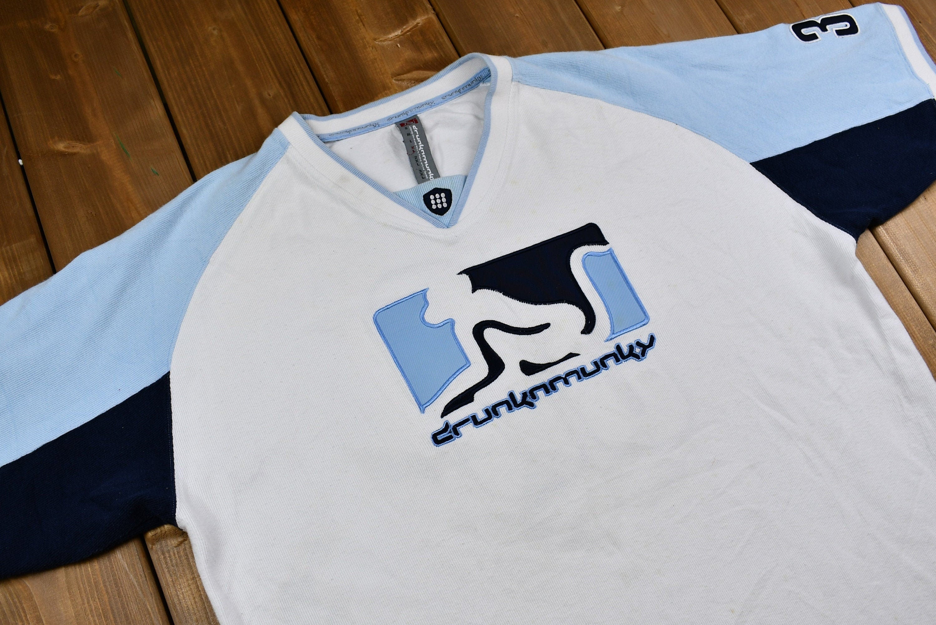 Vintage Y2K Drunk Munkey Jersey-Style T-Shirt