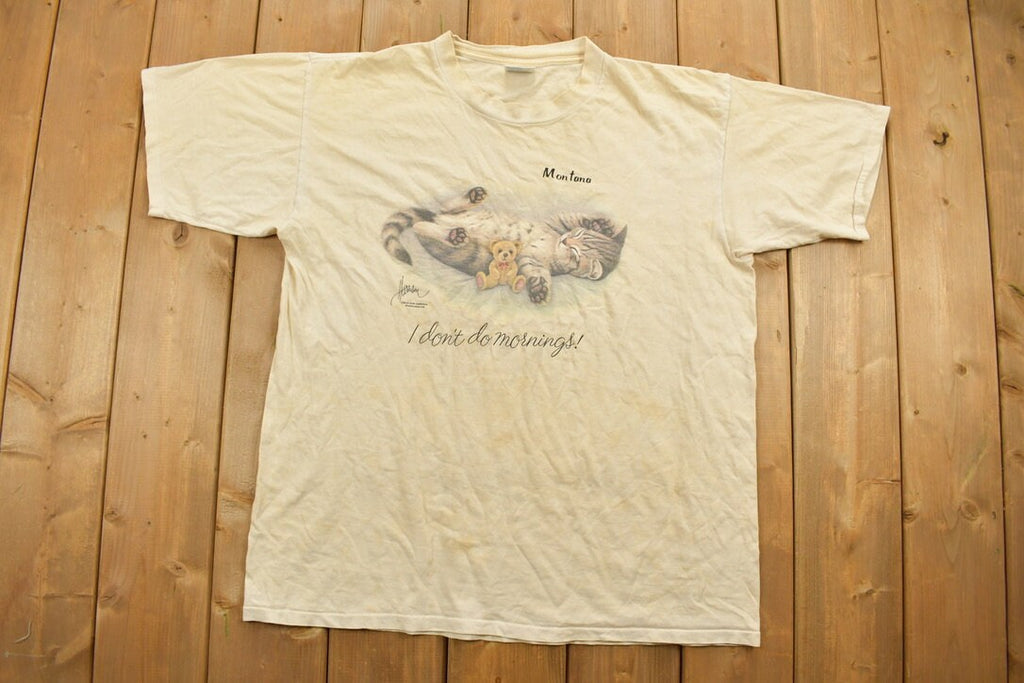 Vintage 1990s Montana "Dont Do Mornings" Souvenir T Shirt