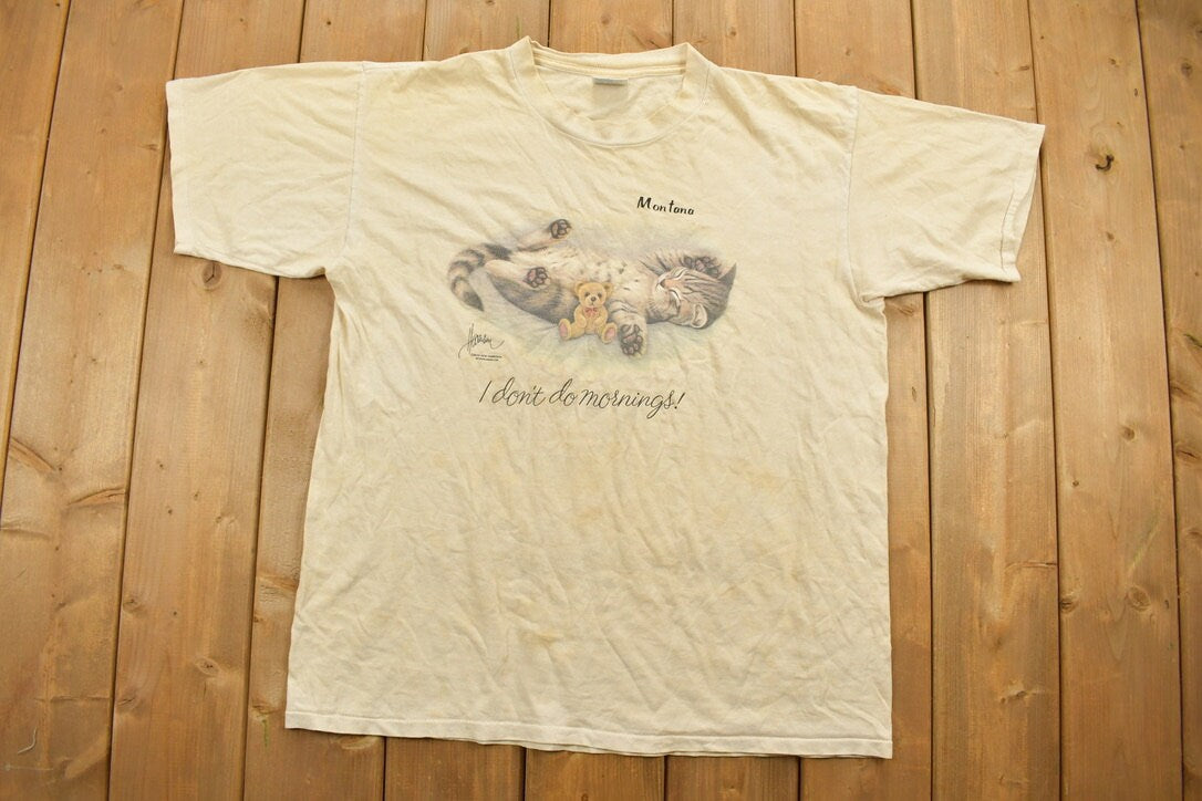 Vintage 1990s Montana "Dont Do Mornings" Souvenir T Shirt