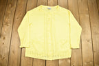 Vintage 1990s National Yellow Acrylic Knit Cardigan Sweater