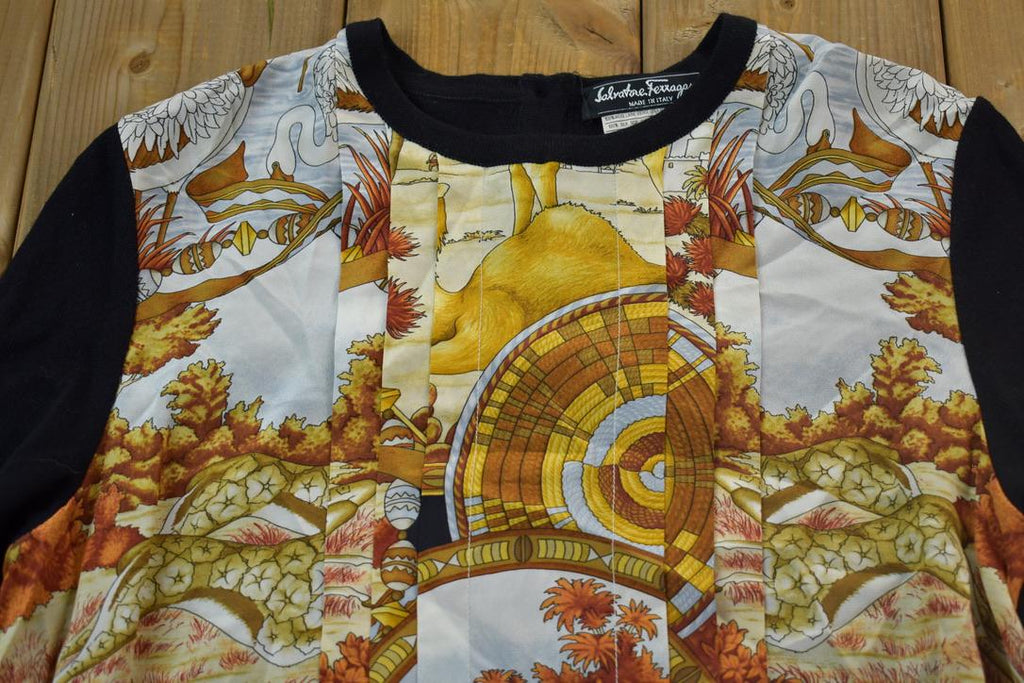 Vintage 1990s Womens Graphic Dress Shirt