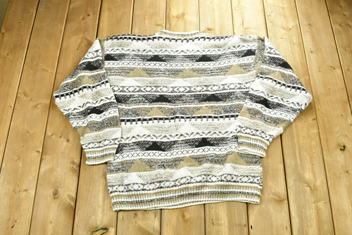Vintage 90's Grandpa Knitted Sweater / / Vintage 90s Crewneck / Abstract Sweater / Outdoor / Hand Knit / Pullover Sweatshirt