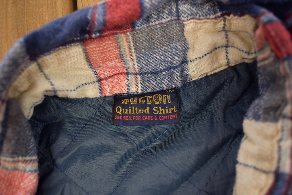Vintage 1990s Plaid Quilted Flannel Button Up Shirt