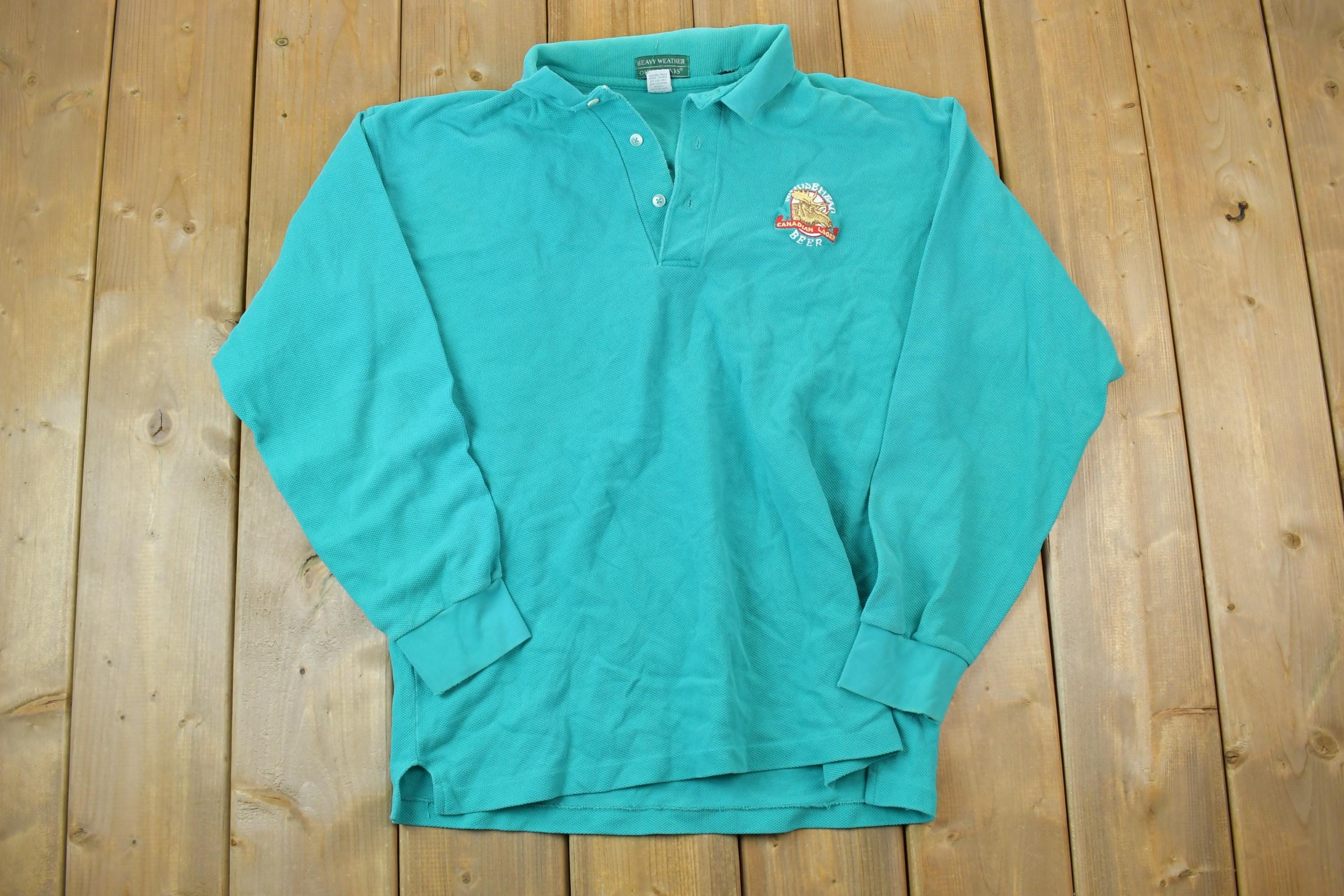 Vintage 1990s Moosehead Canadian Lager Quarter Button Collared Sweatshirt