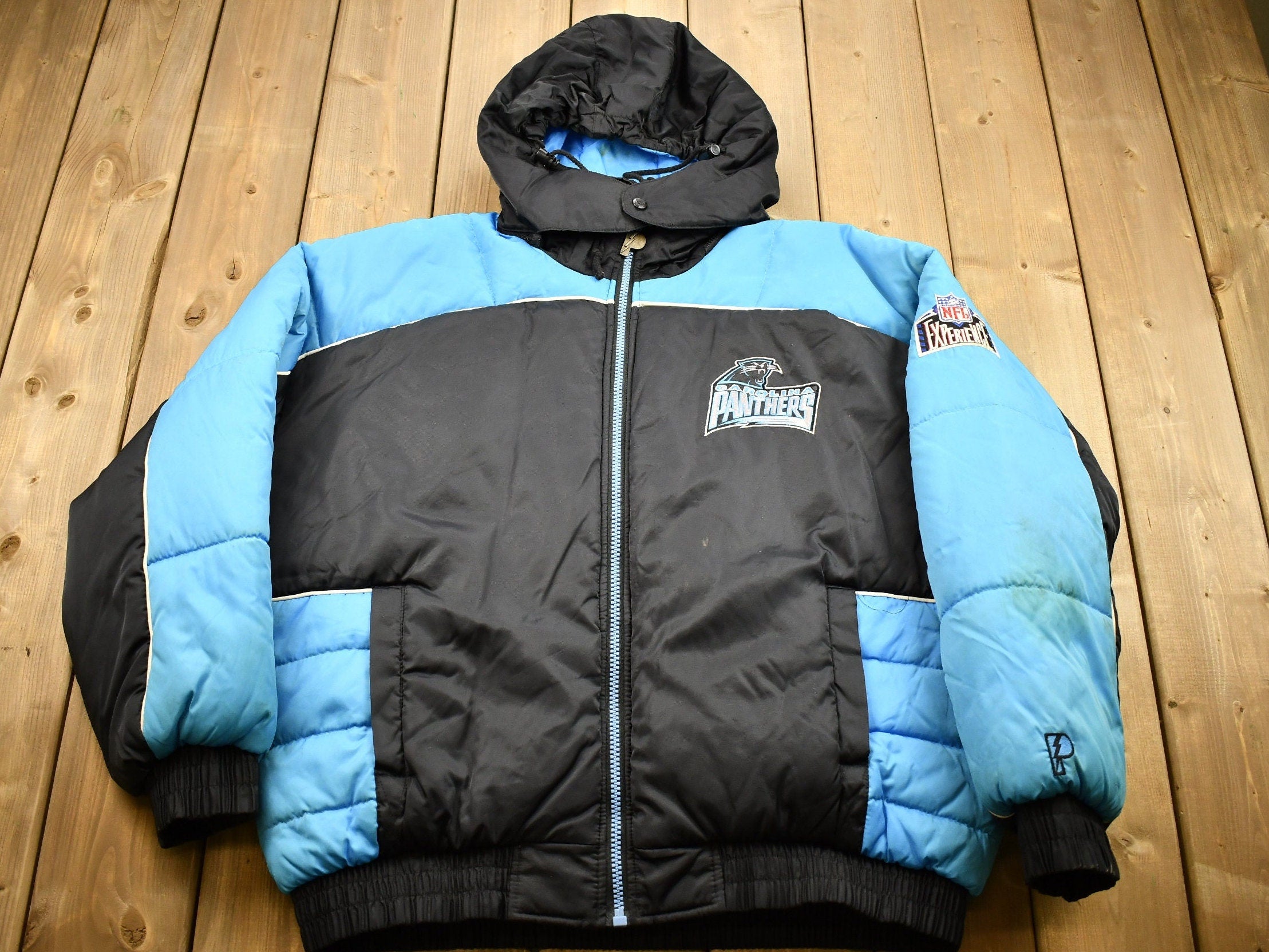 Vintage 1990s North Carolina Panthers NFL Pro Player Full Zip Puffer Jacket