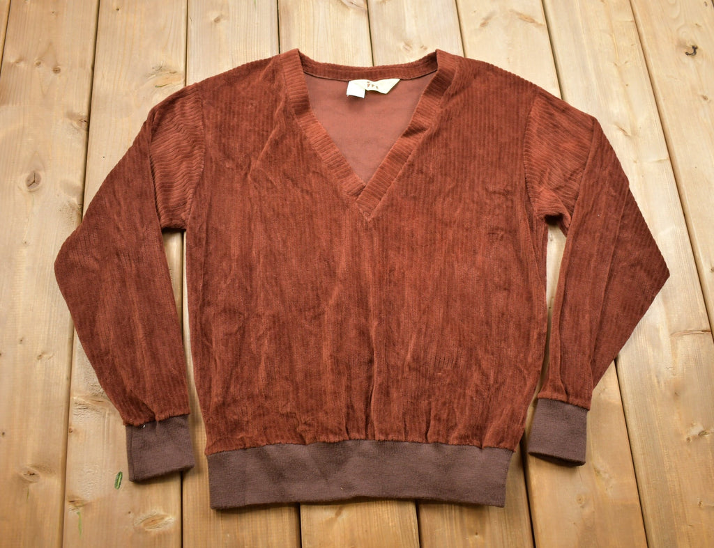 Vintage 1980s I Miller Velour V Neck Sweater