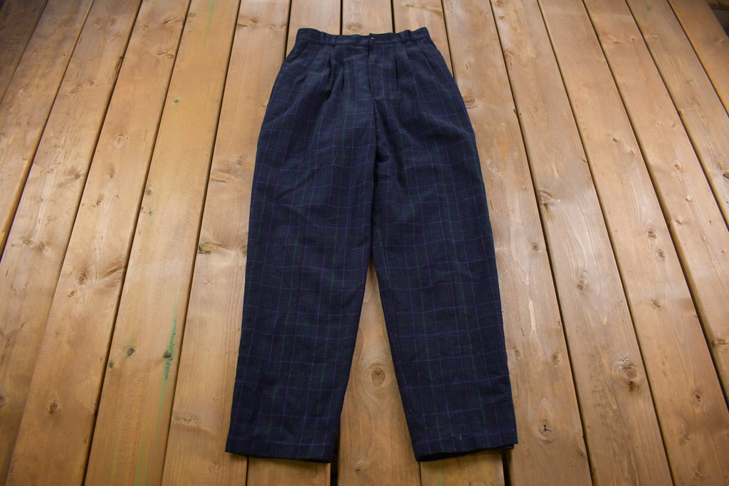 Vintage 1990's Fundamental Things Pleated Plaid Trousers 28 x 30
