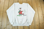 Vintage 1990s Party Dino Dinosaur Crewneck Sweatshirt Men's Large