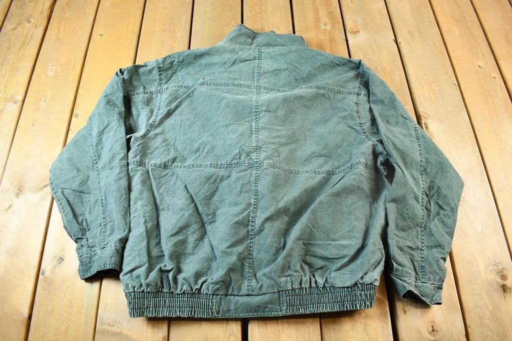 Vintage 1990s Blank Green Sun Faded Windbreaker Jacket