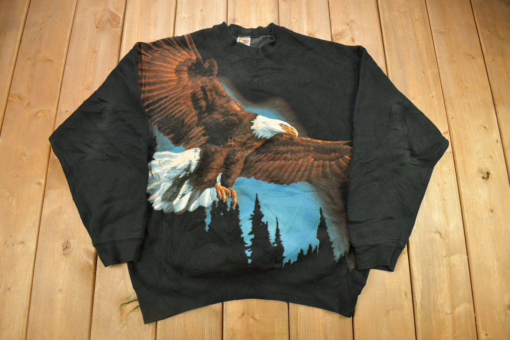 Vintage 1990s American Bald Eagle All Over Print Crewneck