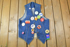 Vintage 1990s Custom Jean Jacket Button Vest Made In USA