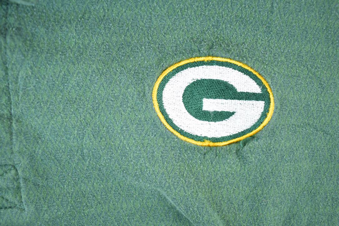 Vintage 1990s Nike Green Bay Packers NFL Graphic Polo Style Quarter Button Shirt