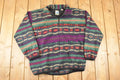 Vintage 1990s TT & Co Quarter Zip Aztec Fleece Outdoorsman Sweater Men's XL
