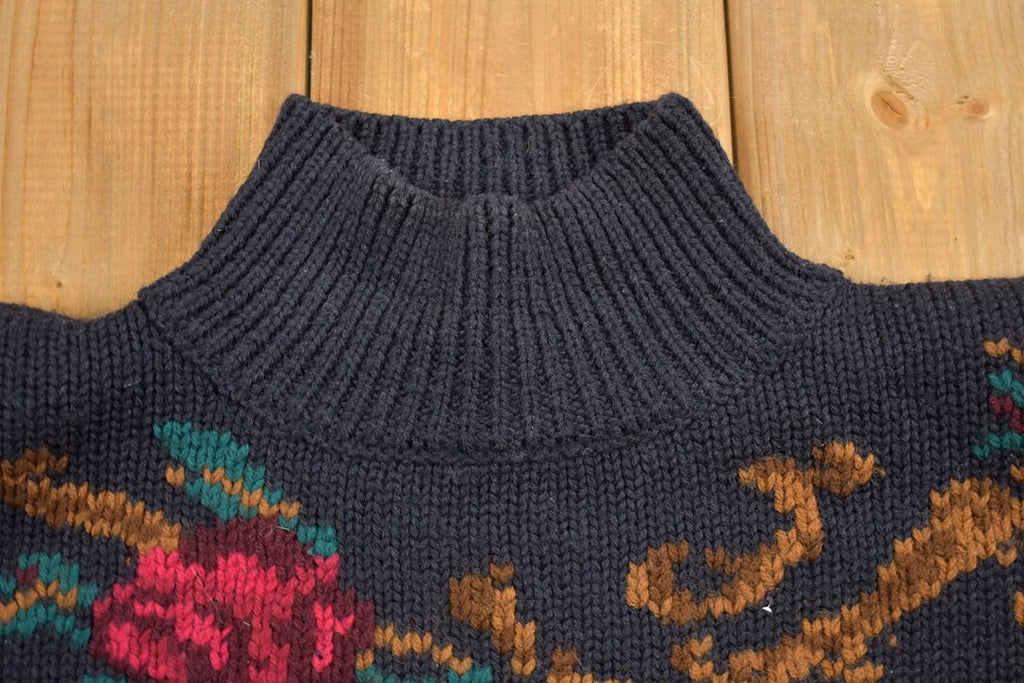 Vintage 1990's Jones New York Womens Floral Knit Sweater