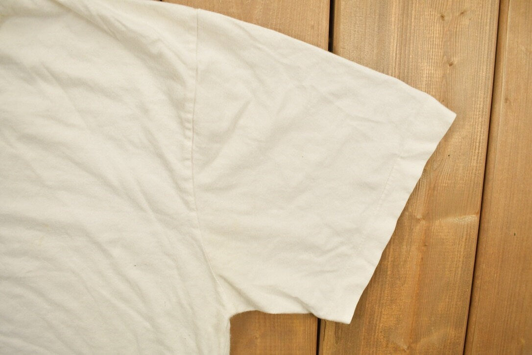 Vintage 1980s Blank White T Shirt / Made in USA / Vintage T Shirt / Streetwear / Single Stitch / Ragman