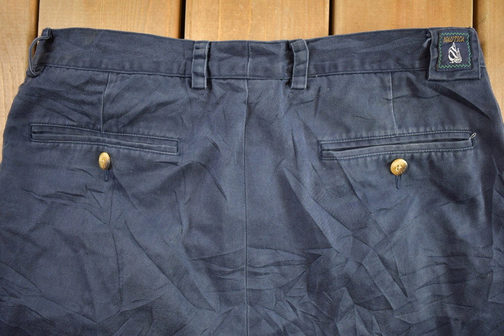 Vintage 1990s Nautica Solid Pattern Trousers Size 32 x 26.5