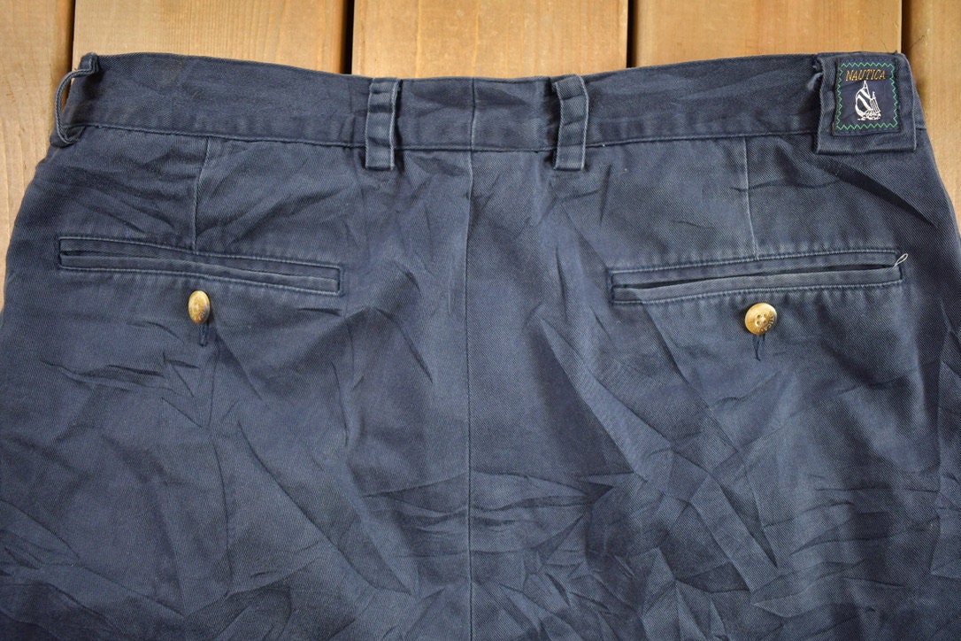 Vintage 1990s Nautica Solid Pattern Trousers Size 32 x 26.5