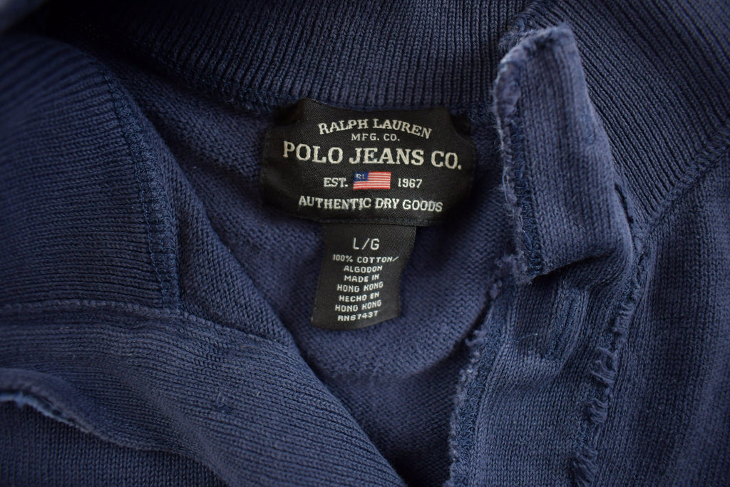 Vintage 1990s Polo Jeans Henley Button Up Blank Sweatshirt