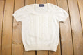 Vintage 1990s Knitted Short Sleeve Crewneck Sweater / Cute / Vintage 90s Crewneck / Knit Crewneck / White