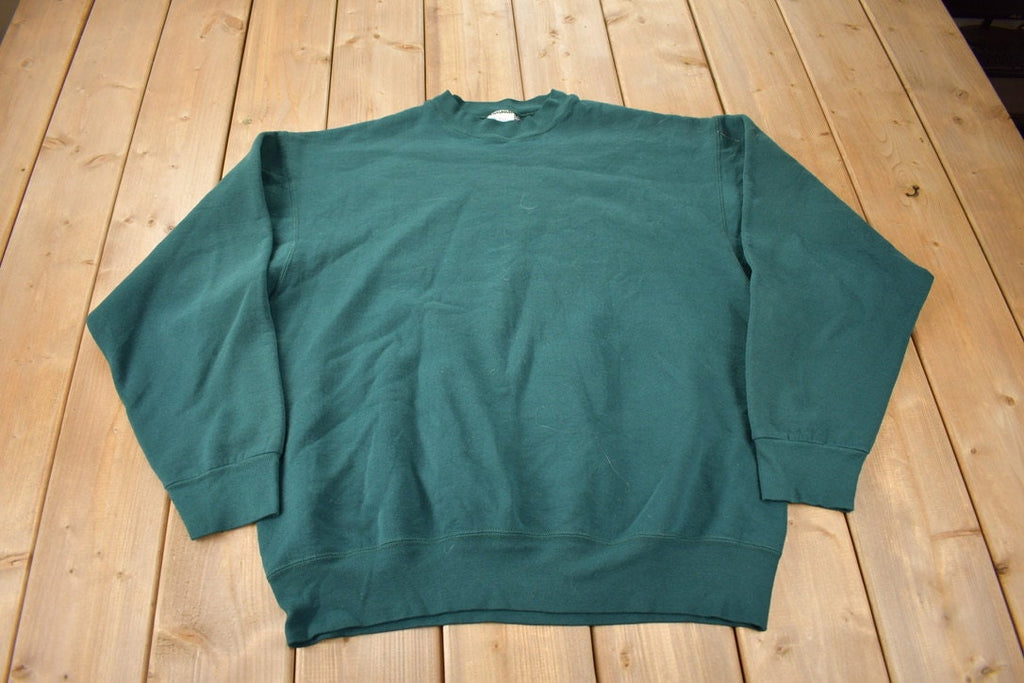 Vintage 1990s Blank Green Crewneck Sweatshirt Size XL