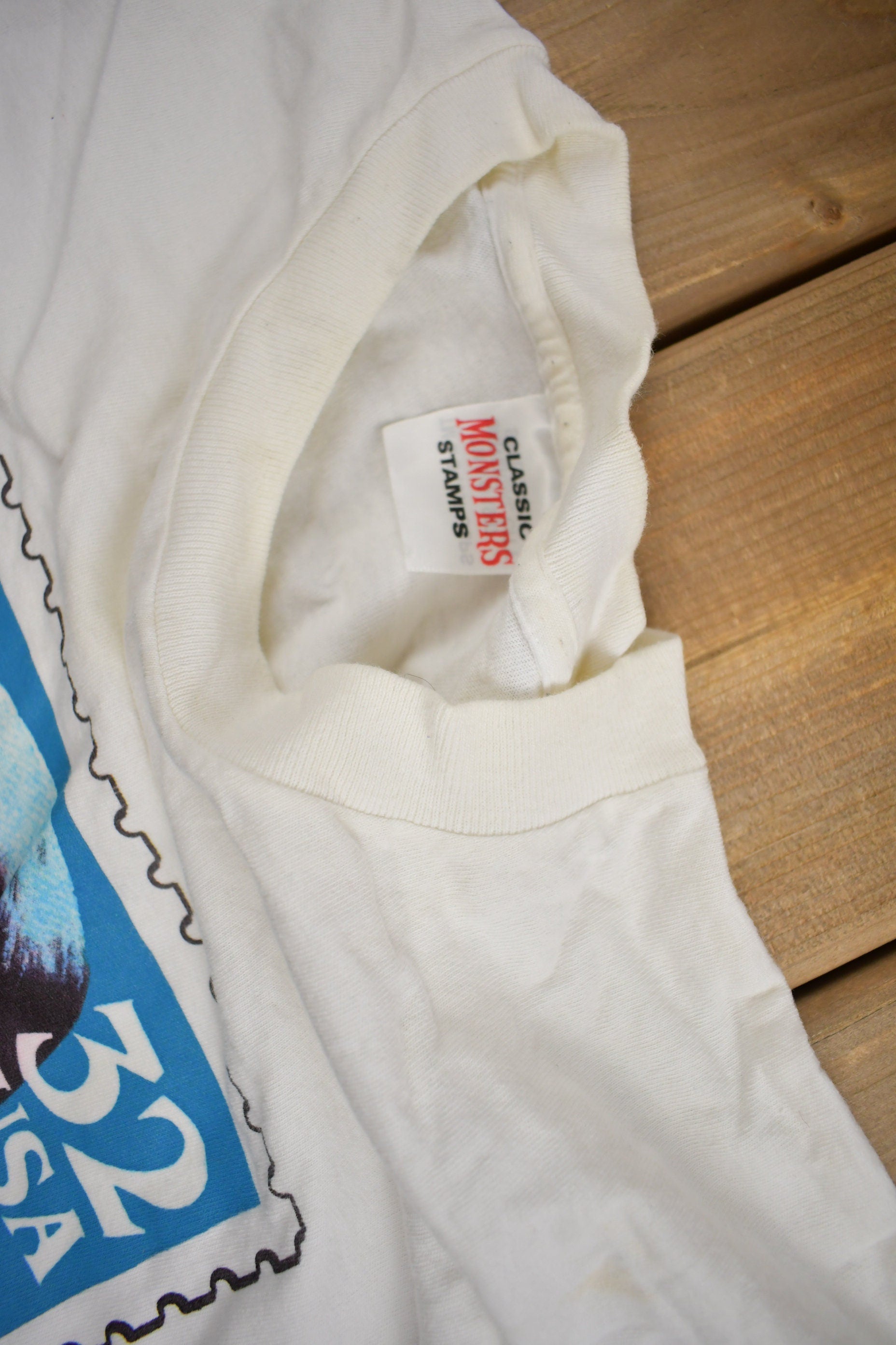 Vintage 1997 Frankenstein USPS Mail Stamp Graphic T-shirt