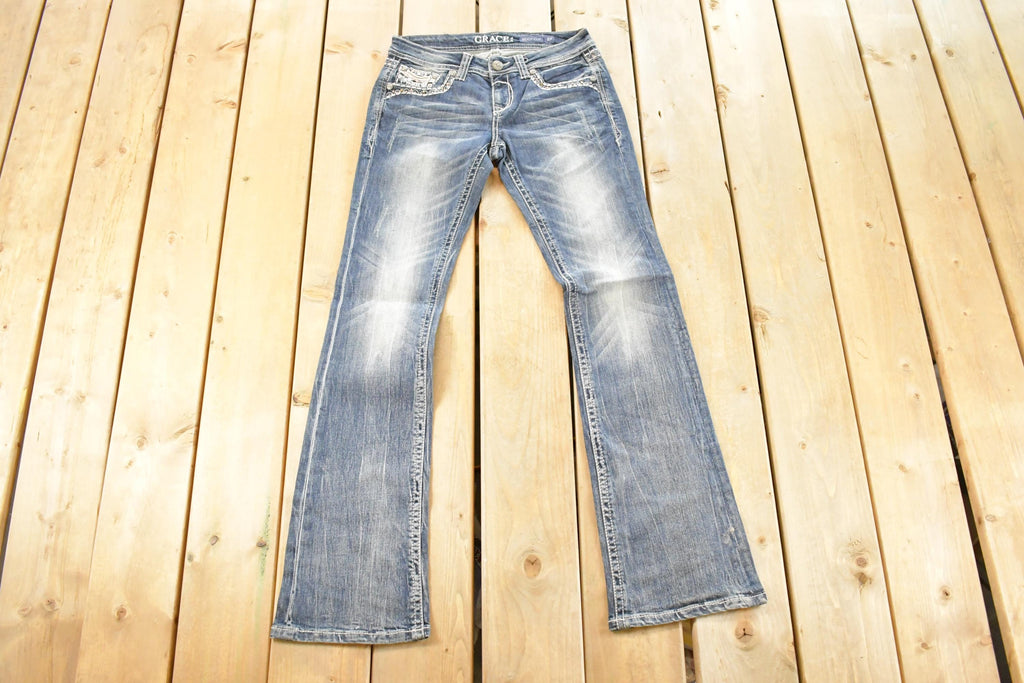 Vintage Deadstock Y2K Grace LA Bedazzled Low Rise Jeans Women's Size 27x31
