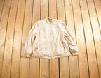 Vintage 1990s Freddi Gail International Beige Satin Bomber Jacket