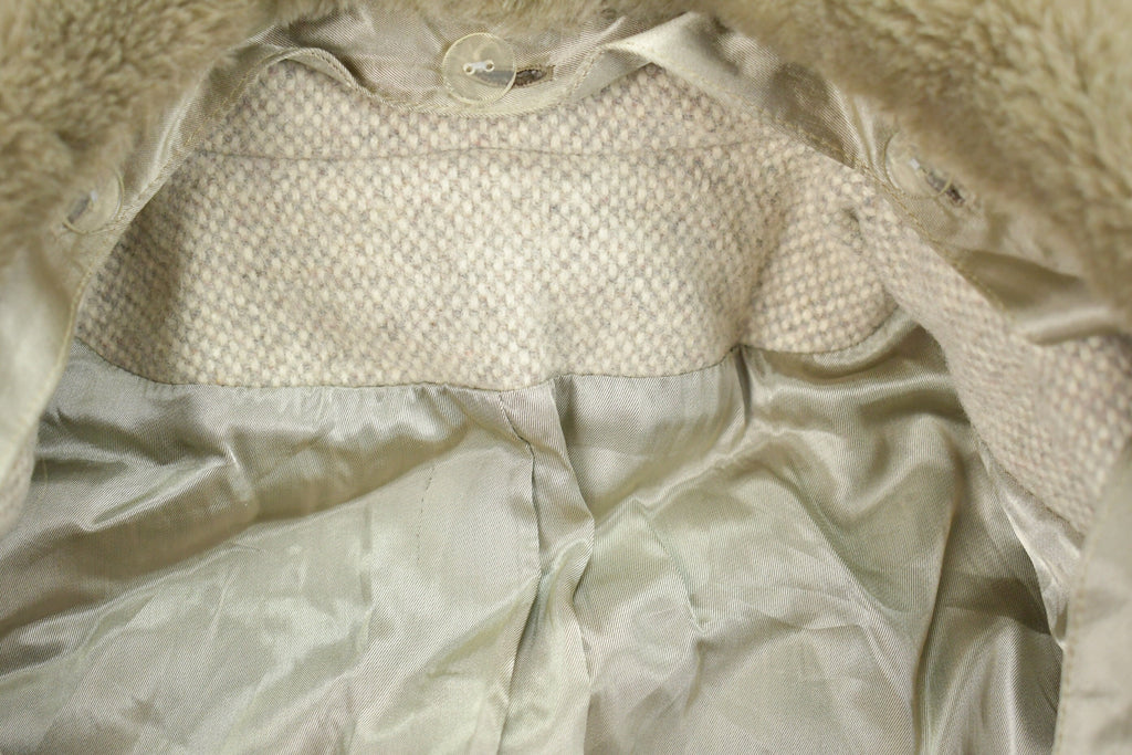 Vintage 1990s Wool Full Length Fur Jacket