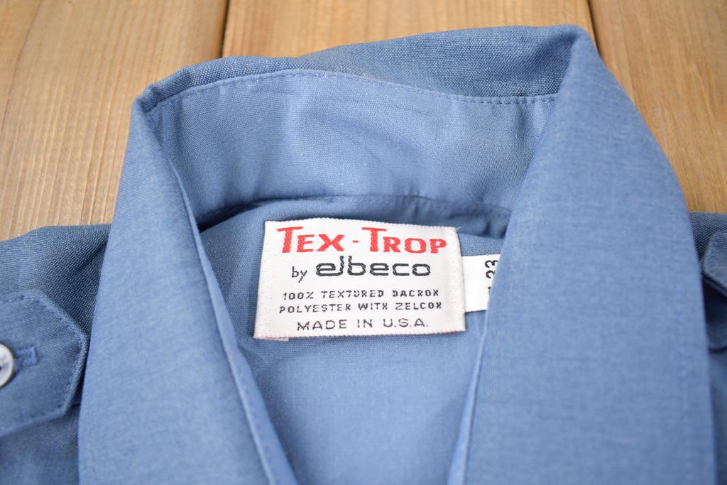 Vintage 1980s Tex Trop Blank Button Up Shirt Made In USA