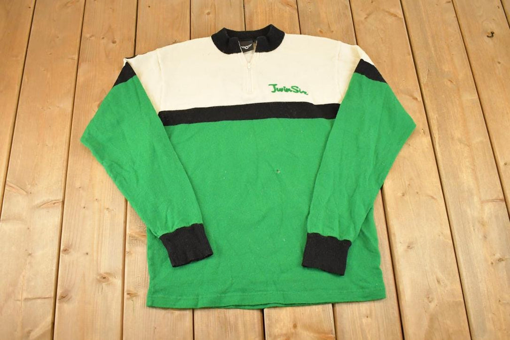 Vintage 1990s Jwin Sin Knit Crewneck Sweater Men's S / Abstract Pattern 3D Knitted Sweatshirt / Chain Embroidered