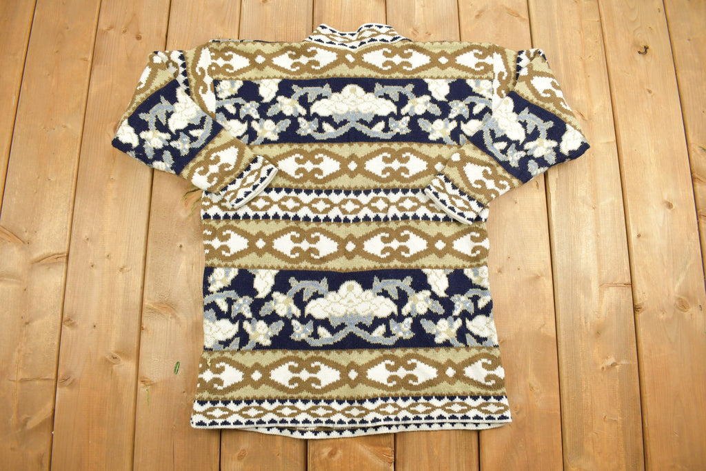 Vintage 1990s Knitted Gold Link Pattern Crewneck Sweater