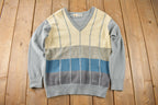 Vintage 1980s Pringle Leisure Knit V-Neck Sweater Size Small Made In Scotland