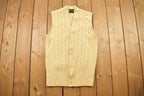 Vintage 1970s Cable Knit Cardigan Vest Sweater