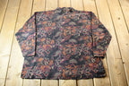 Vintage 1990s Abstract Patterned All-Over-Print Textured Long Sleeve Graphic T-Shirt