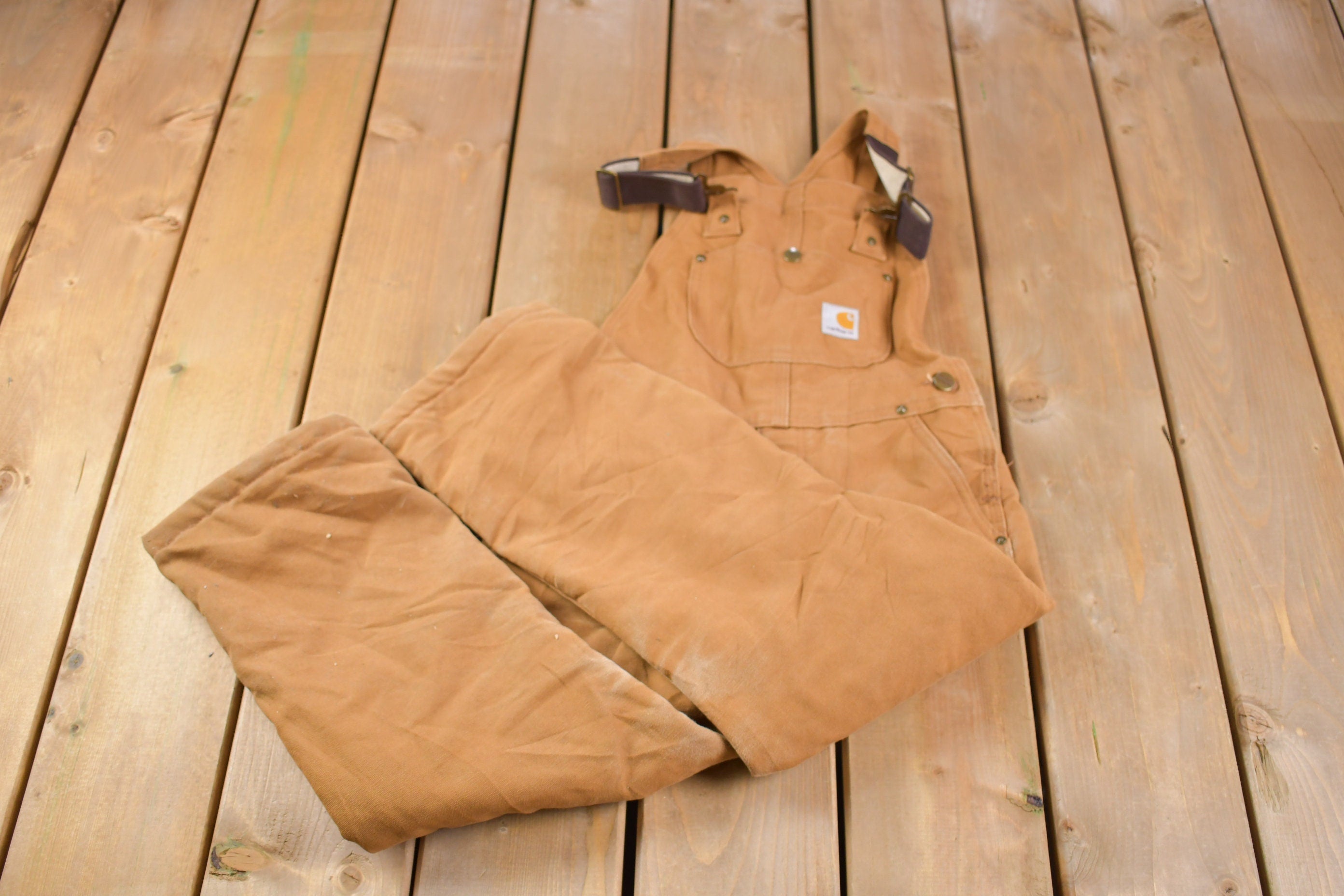 Vintage 1990s Carhartt Double Knee Canvas Overalls Size 27 x 21