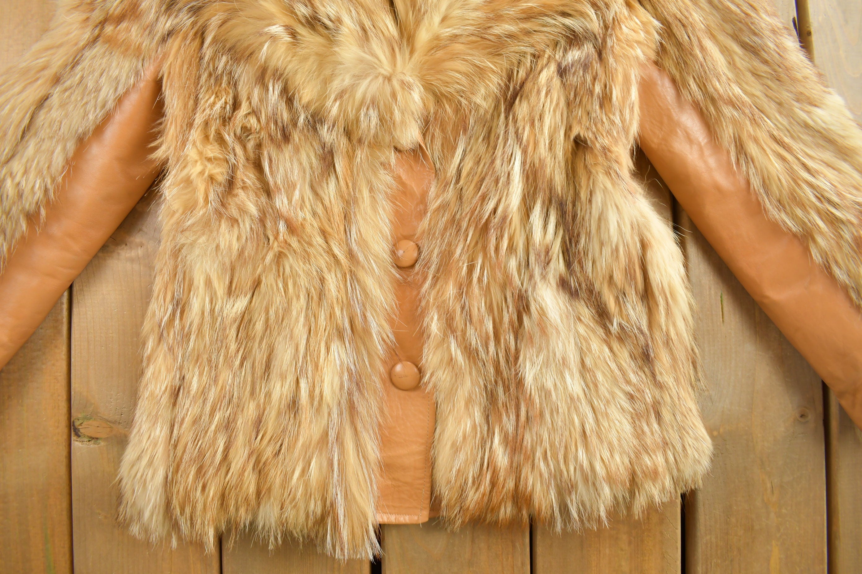 Vintage 1970s Coyote Fur & Leather Coat