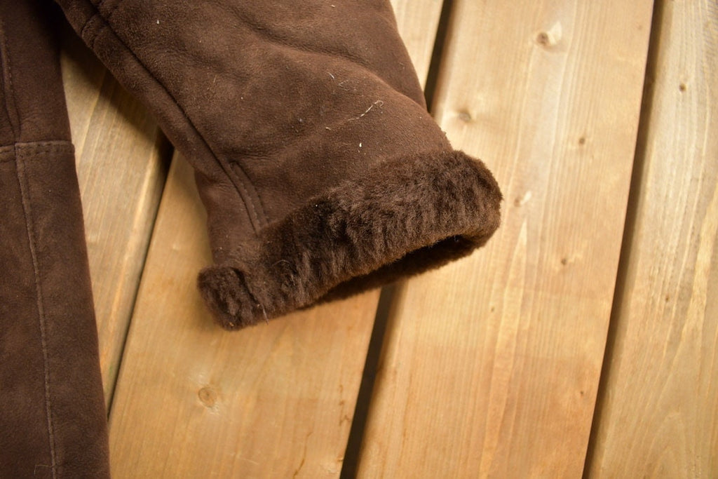 Vintage 1980s Sherpa Lined Suede Coat