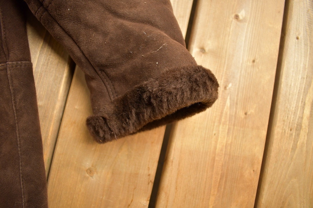 Vintage 1980s Sherpa Lined Suede Coat