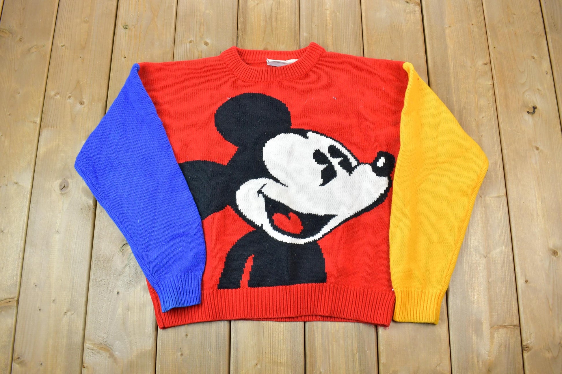 Vintage 1980s Mickey Mouse Disney Knit Crewneck / Vintage Sweatshirt / Vintage Disney / Mickey / Embroidered / Made In USA