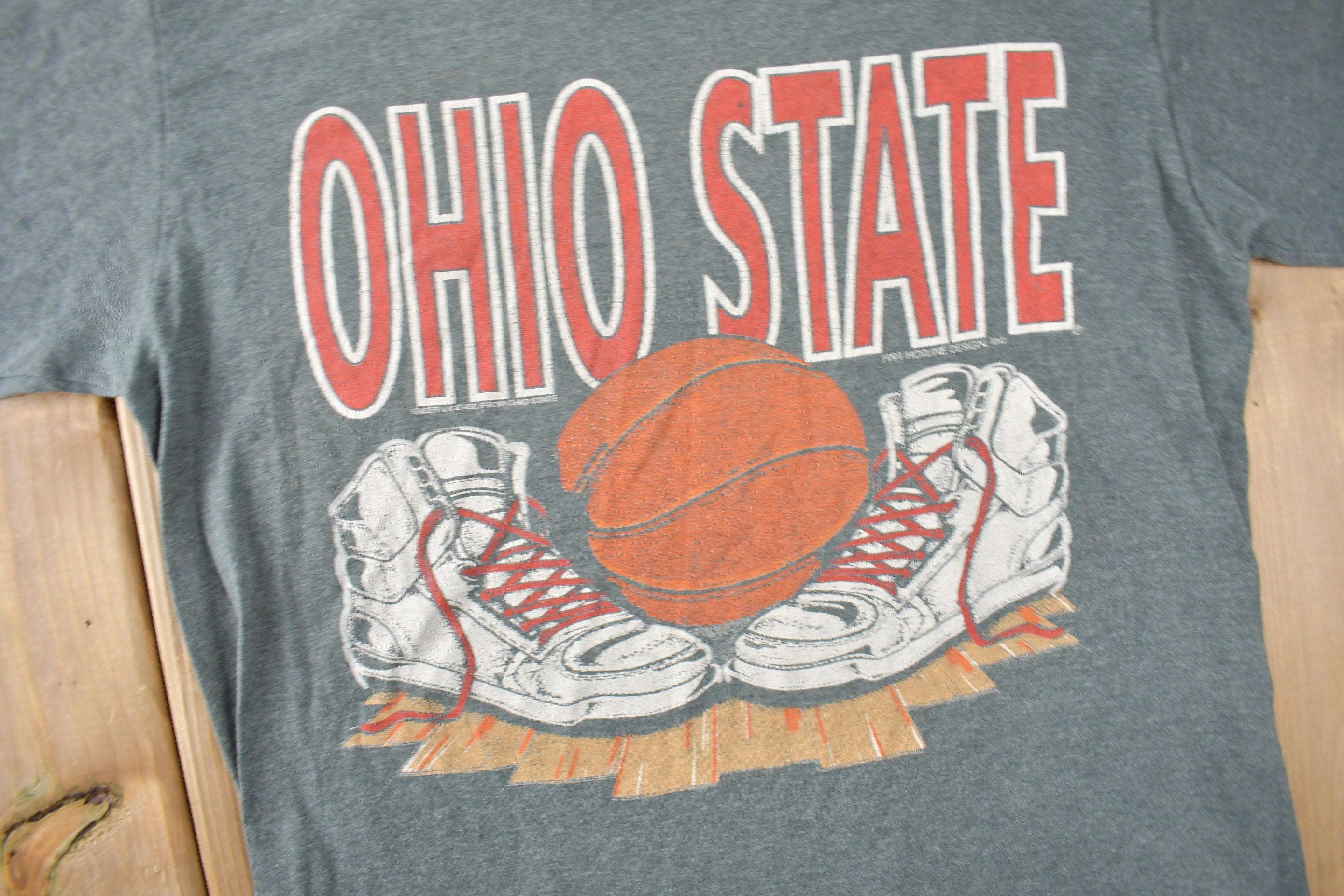 Vintage 1991 Ohio State University Collegiate Basketball Graphic T-Shirt Made In USA