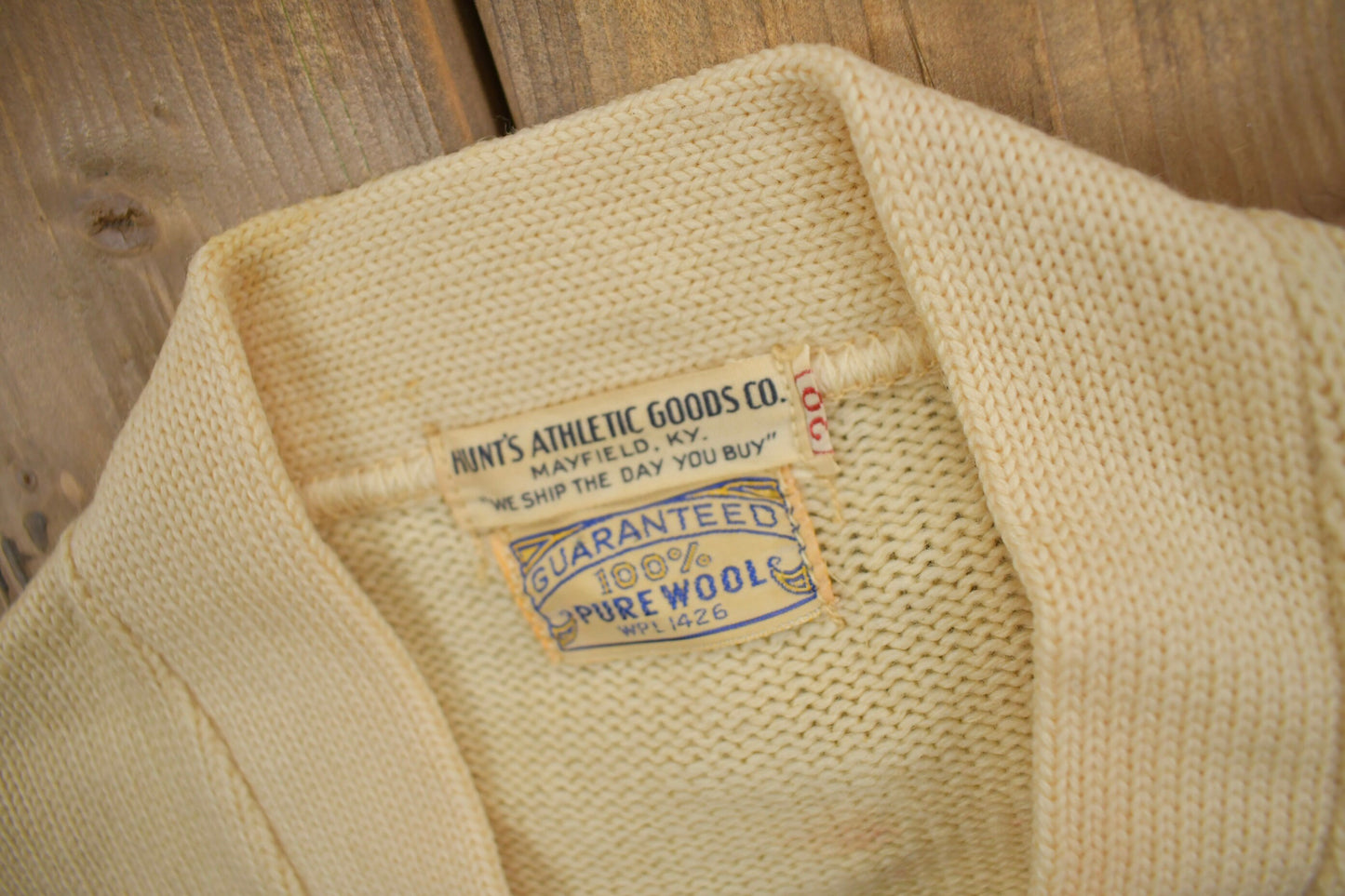 Vintage 1950s 100% Wool Collegiate Varsity Style Knit Sweater / "MCH" / True Vintage / Made In USA / Hunt's Athletic Goods Co